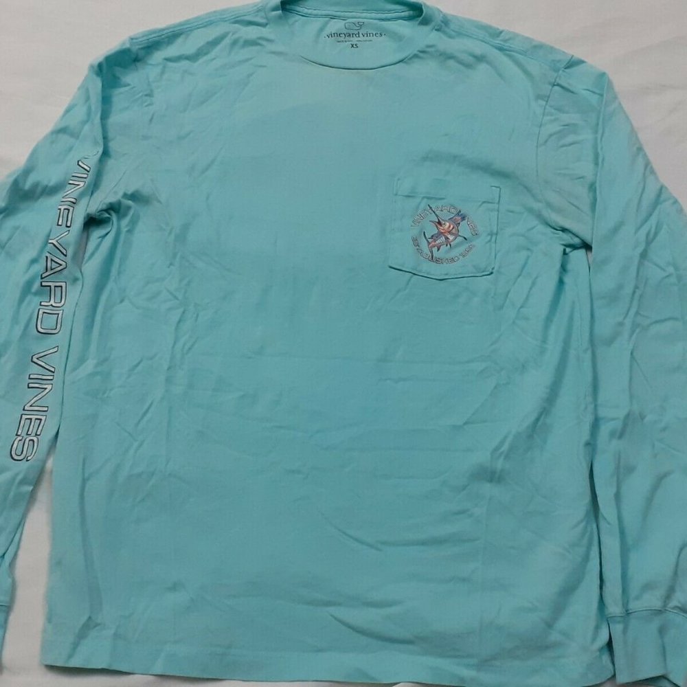 Vineyard Vines Long Sleeve T-Shirt Top Aqua Blue